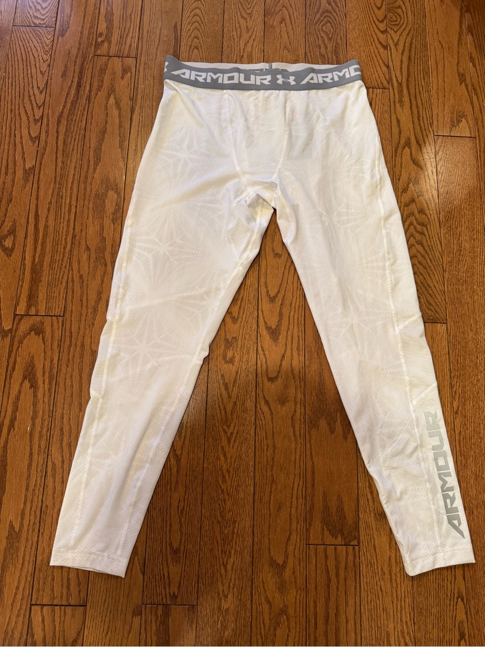 Under Armour Men's White Grey HeatGear Armour Pants, Size XL